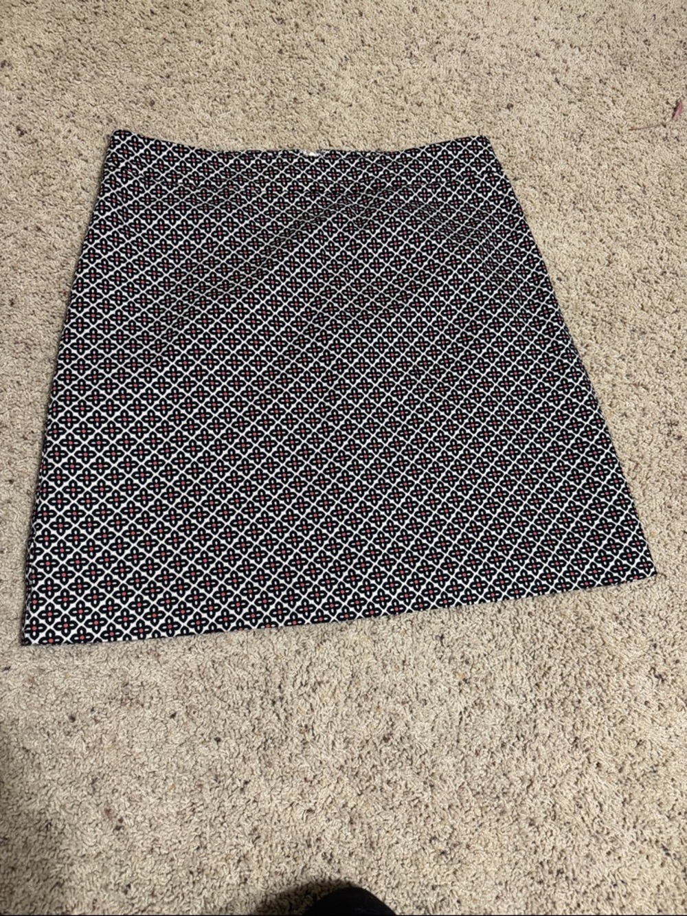 Ann Taylor Black and White Diamond-Print A-Line Skirt